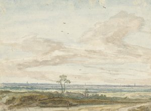 Wijd landschap met een weg langs een vaart by Pieter De Molijn Oil Painting