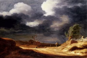 A Dune Landscape with Travellers on a Path by Pieter De Molyn Oil Painting