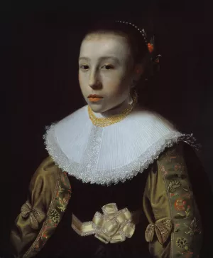 Portrait of a Young Girl by Pieter Dubordieu Oil Painting