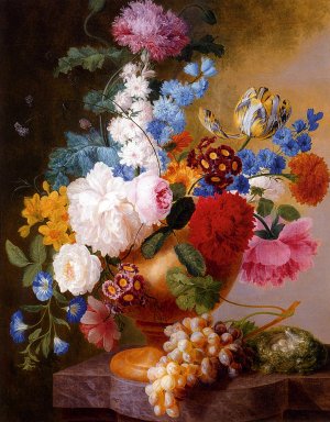 Still Life of Tulips, Roses, Peonies, Narcissus, and other Flower by Pieter Faes Oil Painting