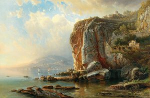 On the Coast of Menton by Pieter Franciscus Peters Oil Painting