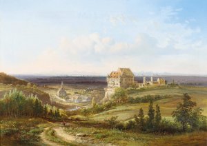 View of Schlos Haunsheim in the district of Dillingen on the Danube by Pieter Franciscus Peters Oil Painting
