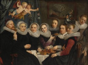 Theodorus Schrevelius and his family at the table by Pieter Fransz De Grebber Oil Painting