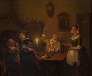 Playing checkers by Pieter Gerardus Sjamaar Oil Painting
