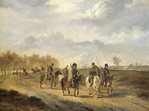 Cossacks on a country Road near Bergen in North Holland, 1813 by Pieter Gerardus Van Os Oil Painting