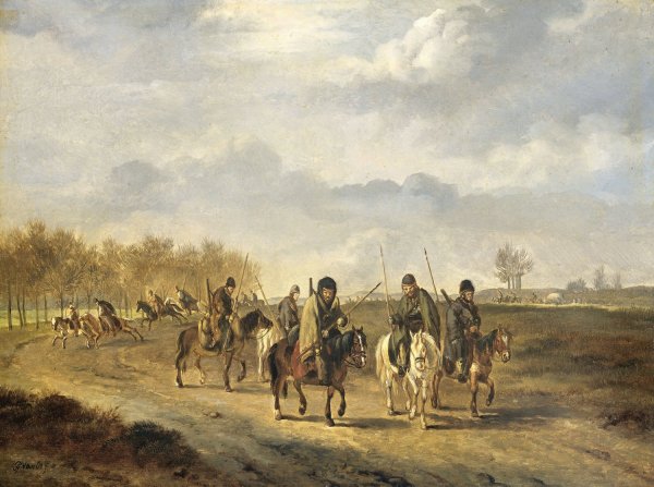 Main Product Photo of Cossacks on a country Road near Bergen in North Holland, 1813  Painting by Pieter Gerardus Van Os