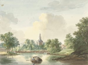 De Hogerwoerdse Poort te Leiden vanaf de Singel gezien by Pieter Gerardus Van Os Oil Painting