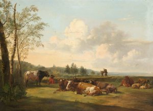 Landscape with Cattle by Pieter Gerardus Van Os Oil Painting