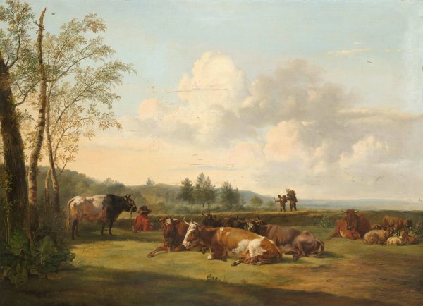 Main Product Photo of Landscape with Cattle  Painting by Pieter Gerardus Van Os