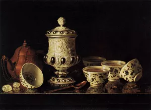 Still-Life with Chinese Teabowls by Pieter Gerritsz Van Roestraeten - Oil Painting Reproduction