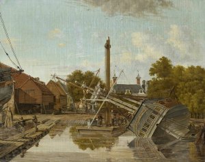 The Shipyard 'St Jago'on Bickers Eiland, Amsterdam by Pieter Godfried Bertichen Oil Painting