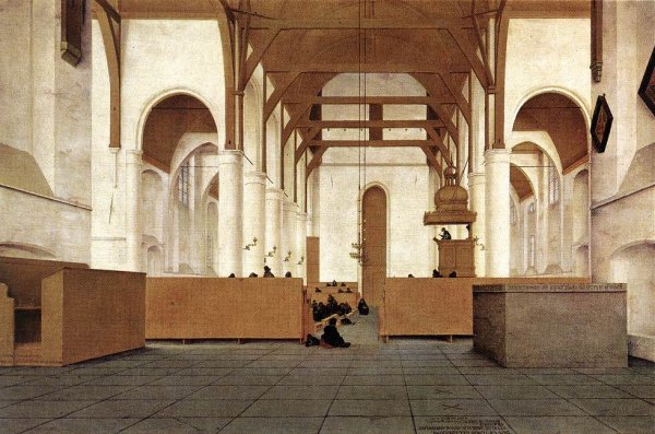 Main Product Photo of Interior of the Church of St Odulphus, Assendelft Painting by Pieter Jansz Saenredam