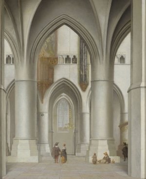 View of the interior of the St. Bavo Church in Haarlem by Pieter Jansz Saenredam Oil Painting