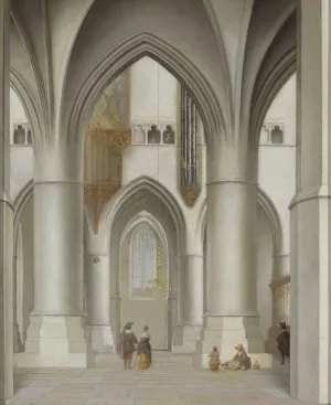 View of the interior of the St. Bavo Church in Haarlem by Pieter Jansz Saenredam Oil Painting