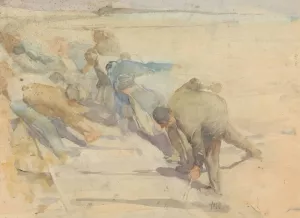Arbeiders bezig met het opbreken van rails by Pieter Josselin De Jong Oil Painting