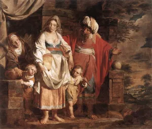 Hagar and Ishmael Banished by Abraham by Pieter Jozef Verhaghen - Oil Painting Reproduction