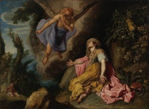 Hagar and the Angel by Pieter Lastman Oil Painting