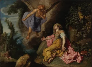 Hagar and the Angel by Pieter Lastman Oil Painting