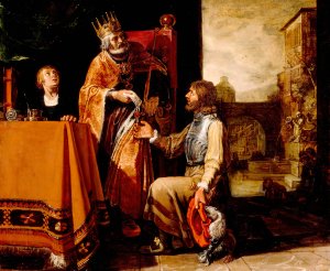 King David Handing the Letter to Uriah by Pieter Lastman Oil Painting