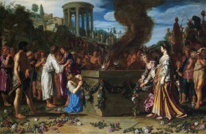 Orestes and Pylades Disputing At The Altar by Pieter Lastman Oil Painting