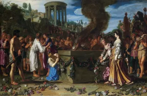 Orestes and Pylades Disputing At The Altar by Pieter Lastman Oil Painting