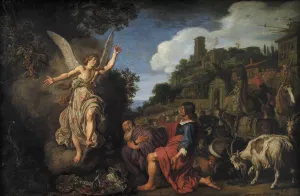 The Angel Raphael Takes Leave of Old Tobit and his Son Tobias by Pieter Lastman Oil Painting