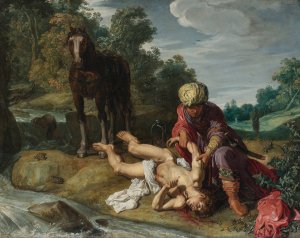 The Good Samaritan by Pieter Lastman Oil Painting