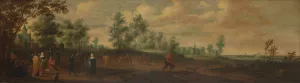 Landscape with a Couple Dancing outside a Country Mansion by Pieter Meulener Oil Painting