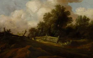 Landscape with Two Figures and a Dog Oil painting by Pieter Molyn