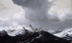 Dutch Shipping in Heavy Seas by Pieter Mulier The Elder - Oil Painting Reproduction
