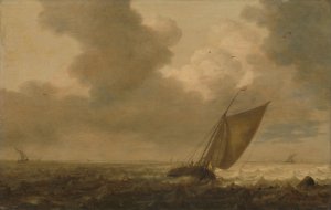 Fishing boat with the wind in the sails by Pieter Mulier The Elder Oil Painting