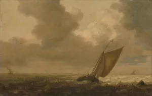 Fishing boat with the wind in the sails by Pieter Mulier The Elder Oil Painting