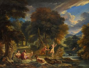 Pan And Syrinx In A River Landscape by Pieter Mulier The Elder Oil Painting