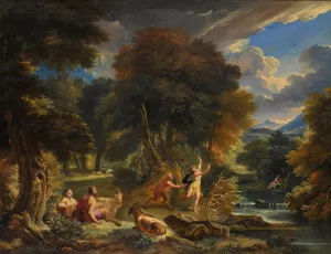 Pan And Syrinx In A River Landscape by Pieter Mulier The Elder Oil Painting