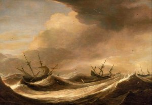 Ships in a Heavy Sea Running before a Storm