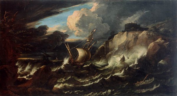 Main Product Photo of Storm at Sea Painting by Pieter Mulier The Younger