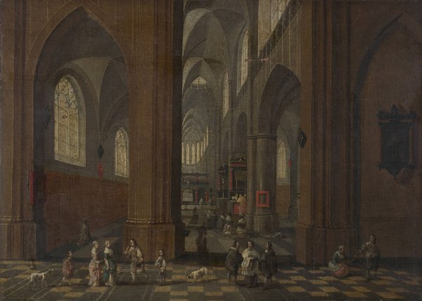 Church Interior  by Pieter Neeffs The Elder - Hand-Painted Oil Painting Reproduction
