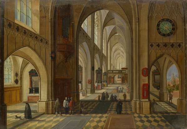 Main Product Photo of Interior of a Gothic Church Painting by Pieter Neeffs The Elder