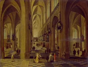 Interior of Antwerp Cathedral by Pieter Neeffs The Elder Oil Painting