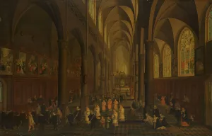 The Interior of the Dominican Church by Pieter Neeffs The Elder Oil Painting