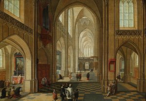 Church interior by Pieter Neeffs The Younger Oil Painting