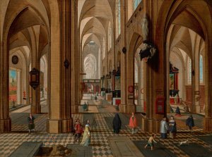 Interior of Antwerp Cathedral by Pieter Neeffs The Younger Oil Painting