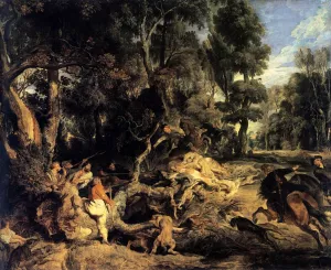 Boar Hunt by Peter Paul Rubens - Oil Painting Reproduction