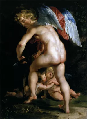 Cupid Making His Bow by Peter Paul Rubens - Oil Painting Reproduction