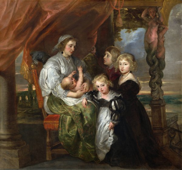 Deborah Kip,Wife of Sir Balthasar Gerbier and Her Children  by Peter Paul Rubens - Hand-Painted Oil Painting Reproduction