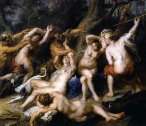 Diana and Her Nymphs Surprised by the Fauns Detail by Peter Paul Rubens Oil Painting