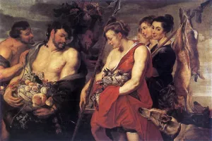 Diana Presenting the Catch to Pan by Peter Paul Rubens - Oil Painting Reproduction