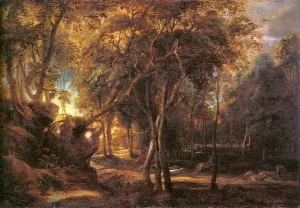 Forest Landscape at the Sunrise by Peter Paul Rubens Oil Painting