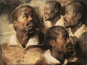 Four Studies of the Head of a Negro Oil painting by Peter Paul Rubens