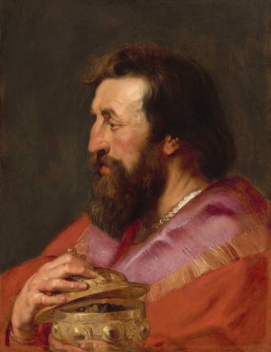 Head of One of the Three Kings - Melchior,The Assyrian King by Peter Paul Rubens Oil Painting
